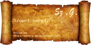 Szopri Gergő névjegykártya